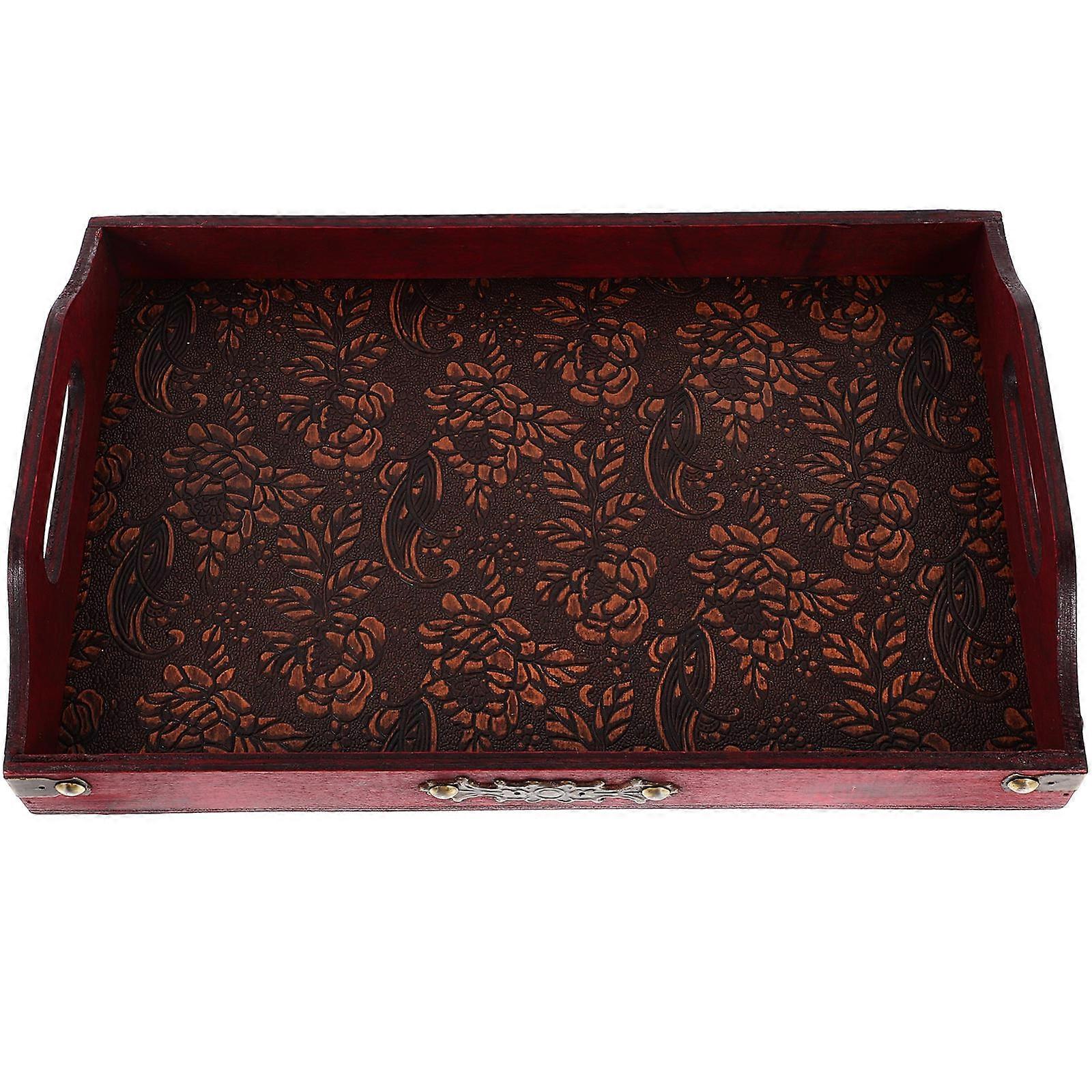 Tea Serving Tray Fruit Plate Rustic Style Chinese Style Daily Use 1Set