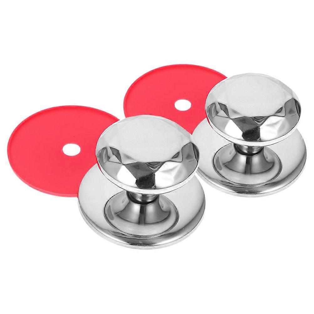 Universal Pot Lid Replacement Knobs Silver Diamond Texture Pot Lid Knob Stainless Steel Lid Handle For Kitchen Cookware Lid 2Pack