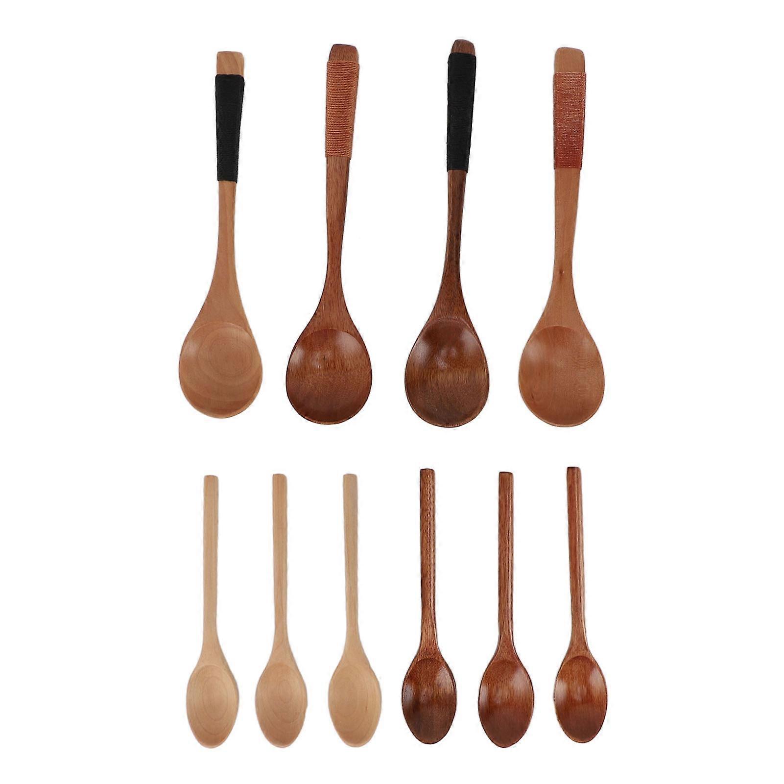 Cuillères à soupe en bois de style japonais, ensemble de cuillères en bois, ustensiles de cuisine pour manger, cuisiner, mélanger, remuer, ensemble 1