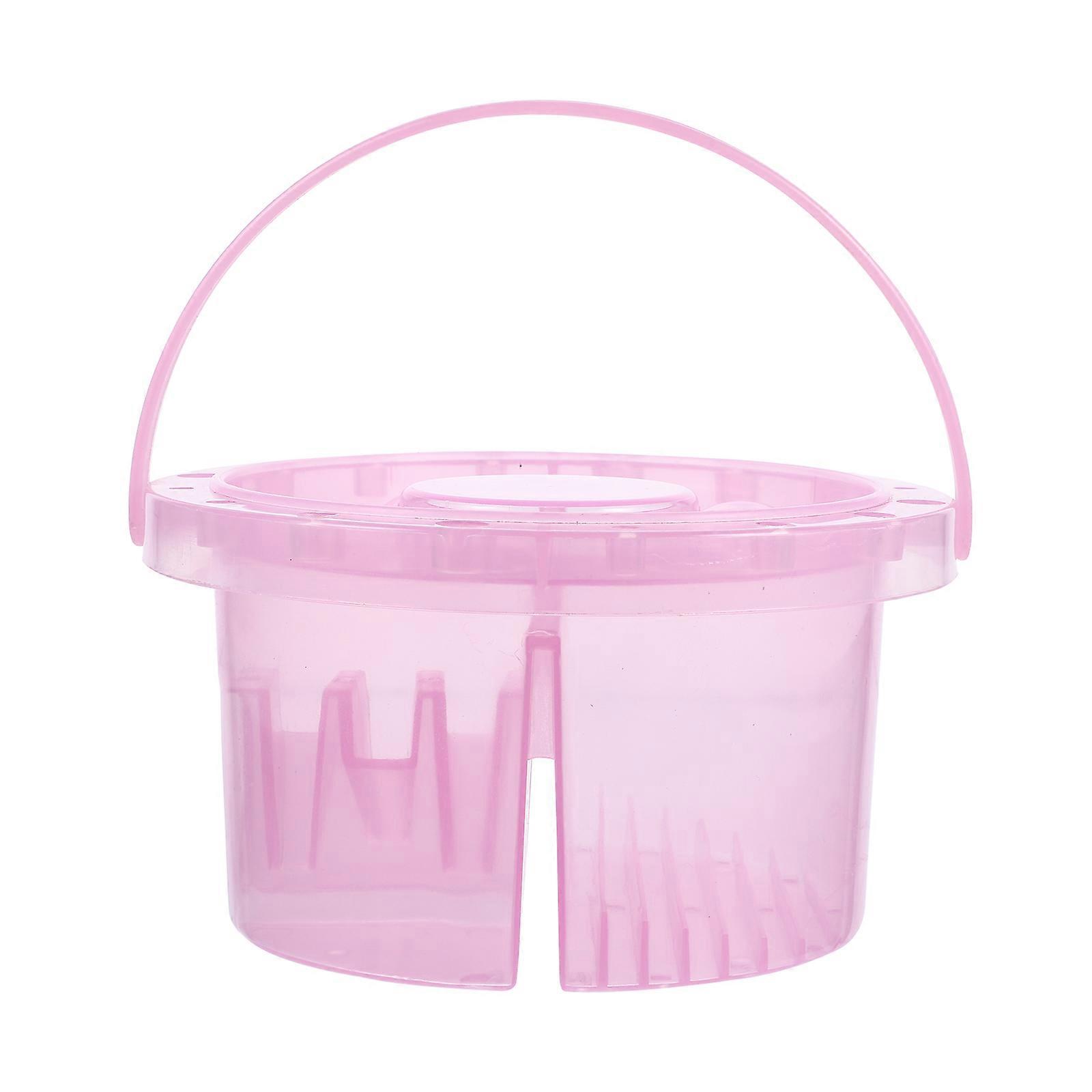 Paint Brush Basin Paint with Brush Holder and Color Tray Space-saving Storage Holder Pink 17X9CM Portable 1Pcs