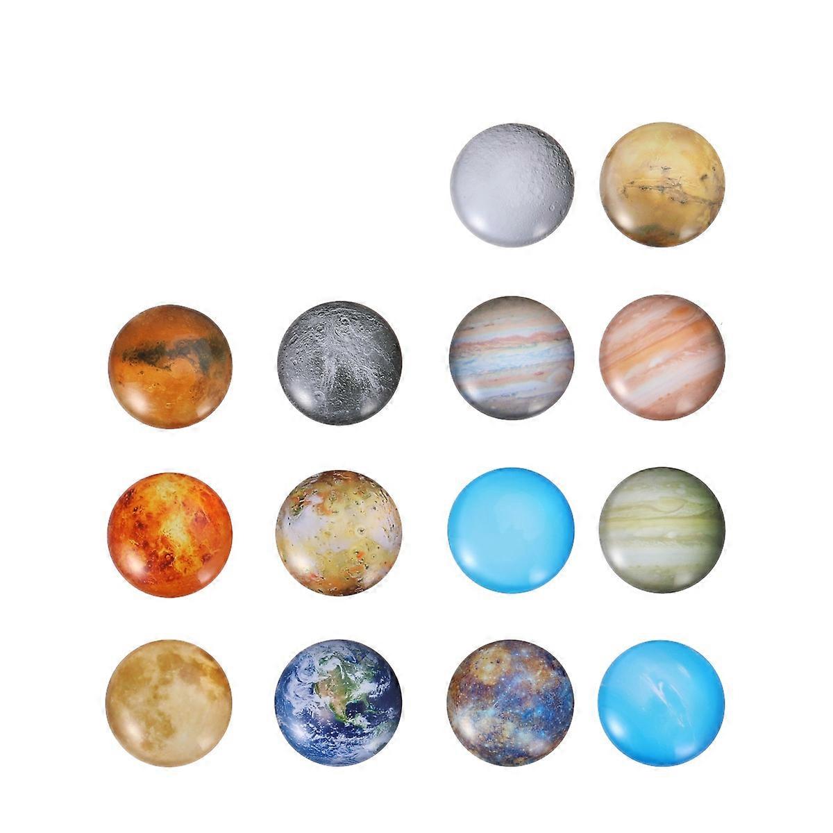 Board Magnets Planetary Fridge Magnets Office Use Assorted Color 30mm in Diameter Crystal Glass Material 14Pcs