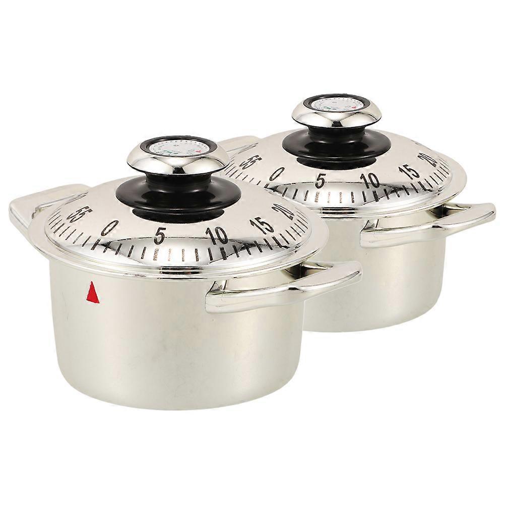 Mechanical Countdown Timer For Cooking And Baking Kitchen Timer Wind Up Mechanism Silver 2Pcs
