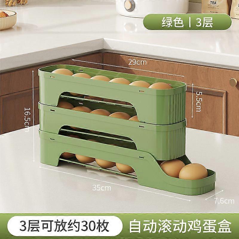 Egg Holder For Fridge - Auto Rolling Egg Dispenser - Space-Saving Organizer 4 Layers Plastic Storage Container Rack For Kitchen Home