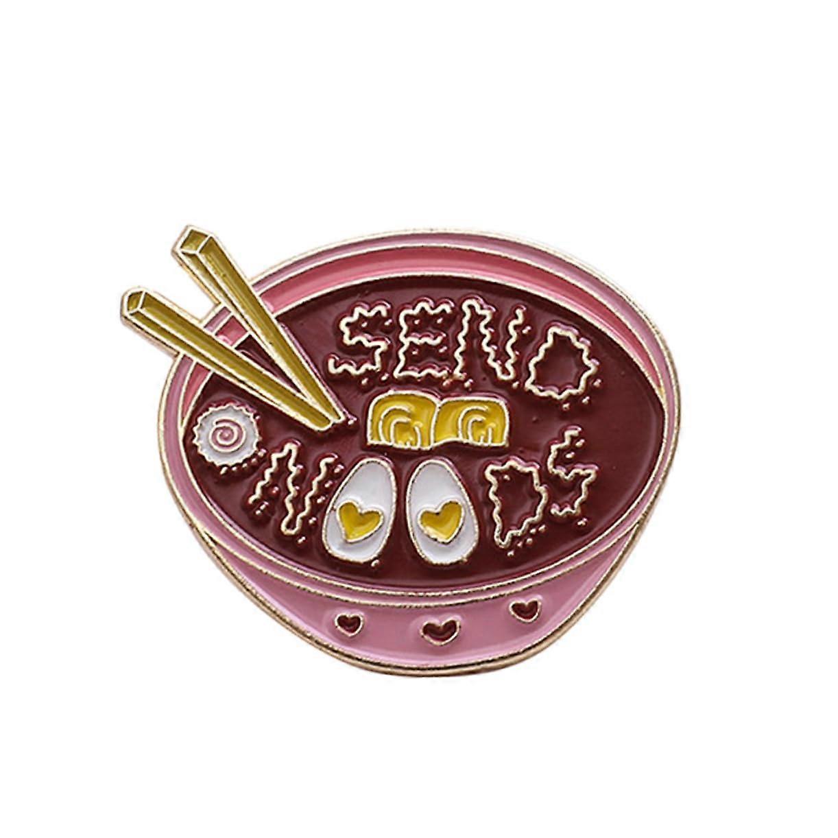 Enamel Ramen Brooch Noodles Bowl Pin for Clothes Backpack Shirt Badge Red