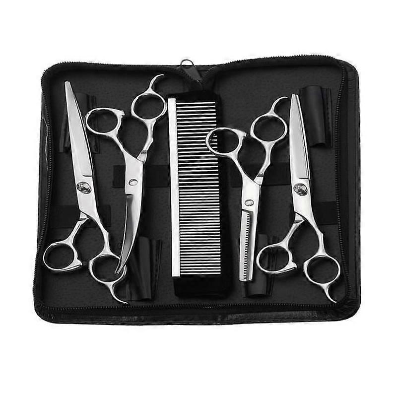 TEMPSA 5 In 1 Kit 7'' Scissors Thinning Shears Hair Cutting Set For Pet Dog Cat