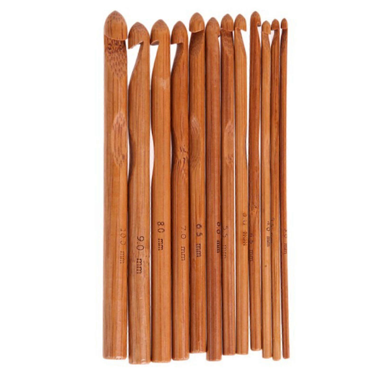 2025 Latest Model  12pcs Crochet Hooks Carbonized Round Bamboo Ergonomic