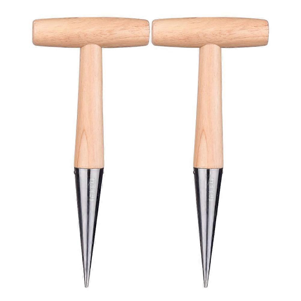 Garden Tools Set with Wooden Handle for Digging and Sowing 2pcs Assorted Color Gardening Use