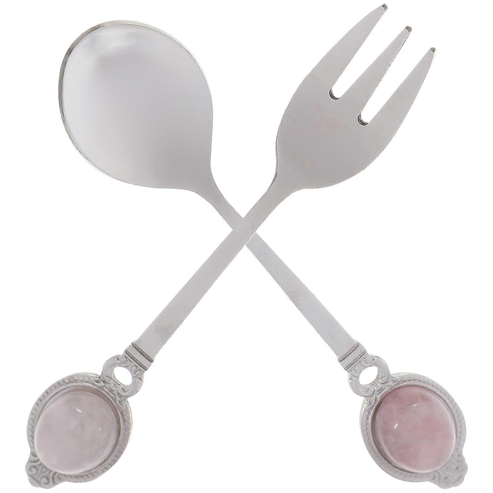 Party Dessert Spoon Multi Function Appetizer Fork Silver 13X3CM Ergonomically Designed For Guests 1Set