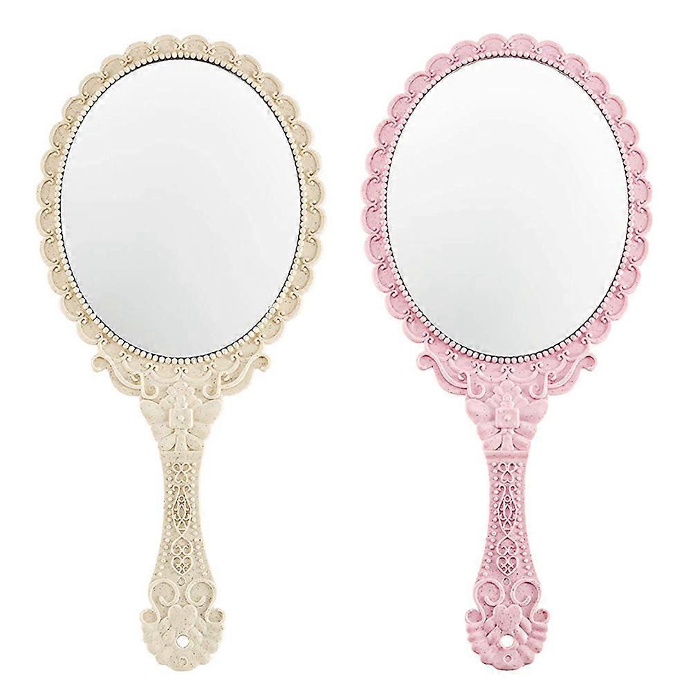 Retro Mirror Handheld Makeup Touch-Ups Daily Use 25x11.5cm 2Set