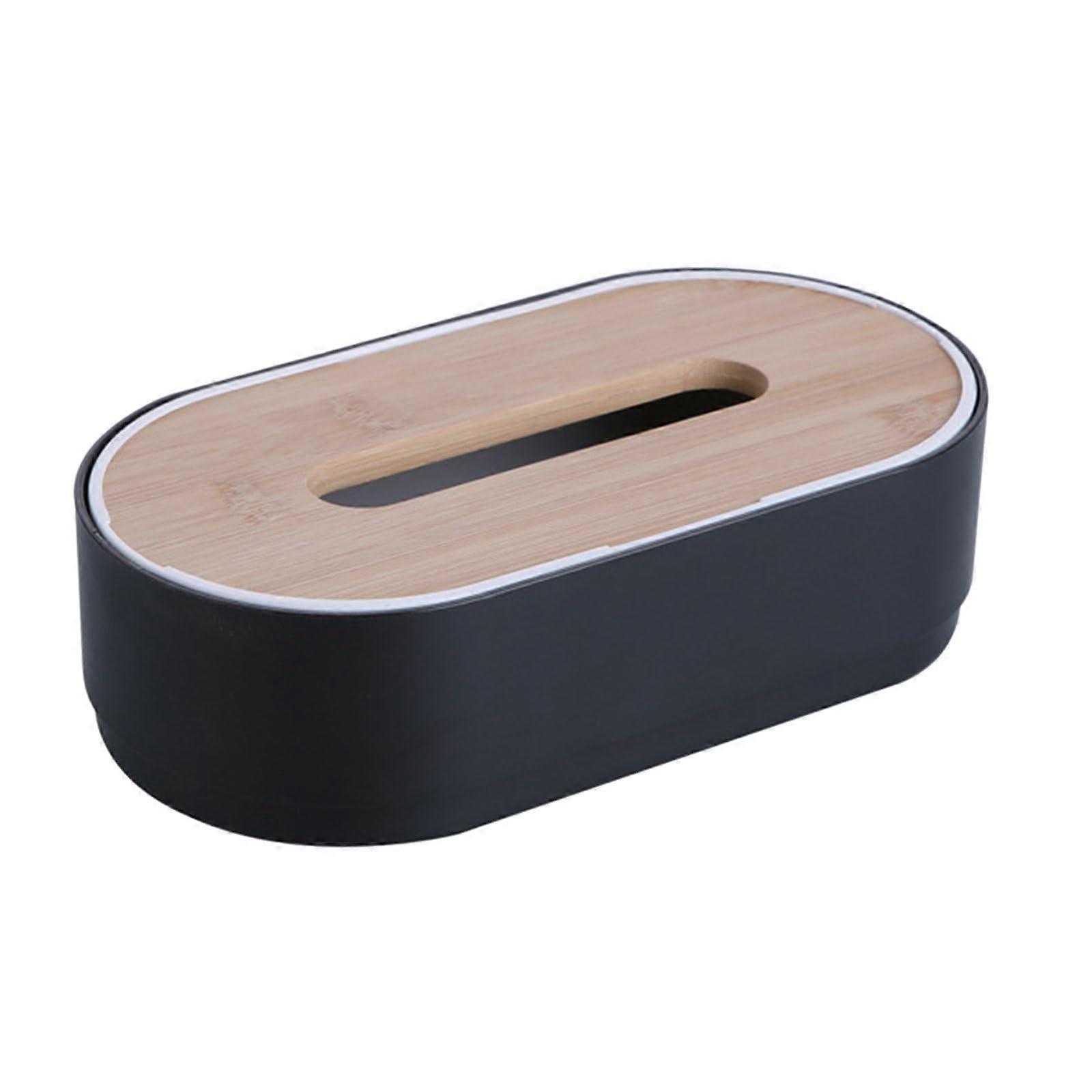 Bamboo Tissue Box For Home And Car Interior Decorative Black