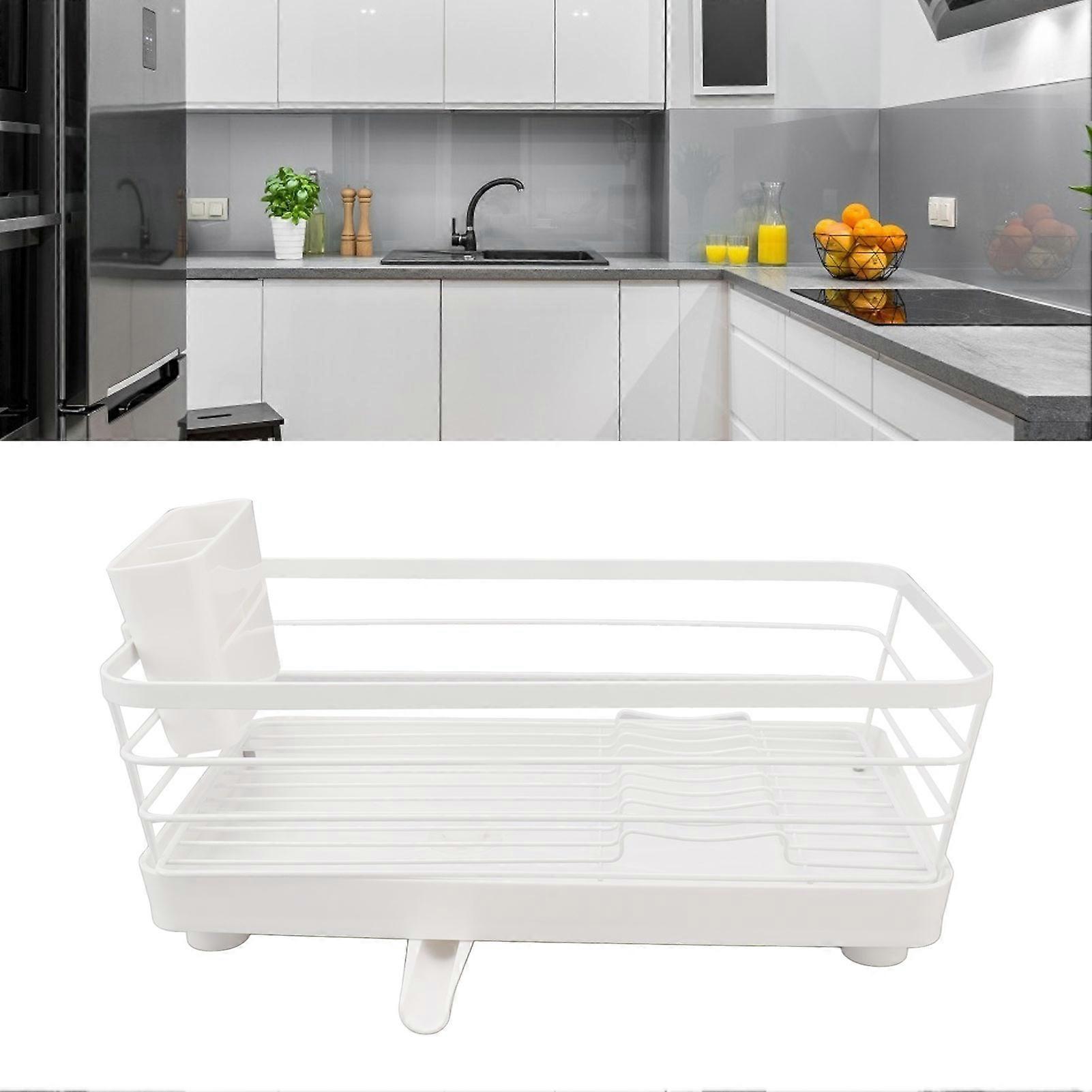 Moderner rostfreier Geschirrkorb mit großem Fassungsvermögen und Tablett 39,5 x 23,5 x 14,5 cm