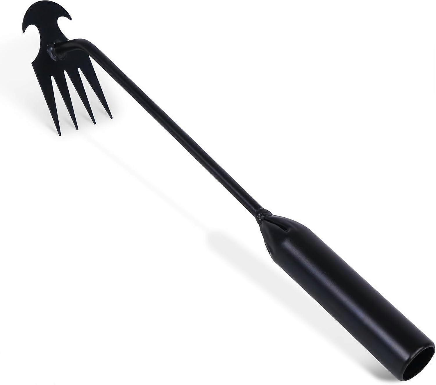 ZENGO Weed Puller Tool, Uprooting Weeding Tools Gardening with 4 Teeth,Black Handle