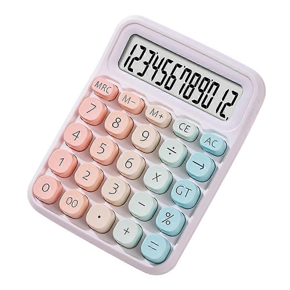 Cute 12 Digit Calculator with Large LCD Display, Dual Power, Candy Color Gradient (MultiColour)