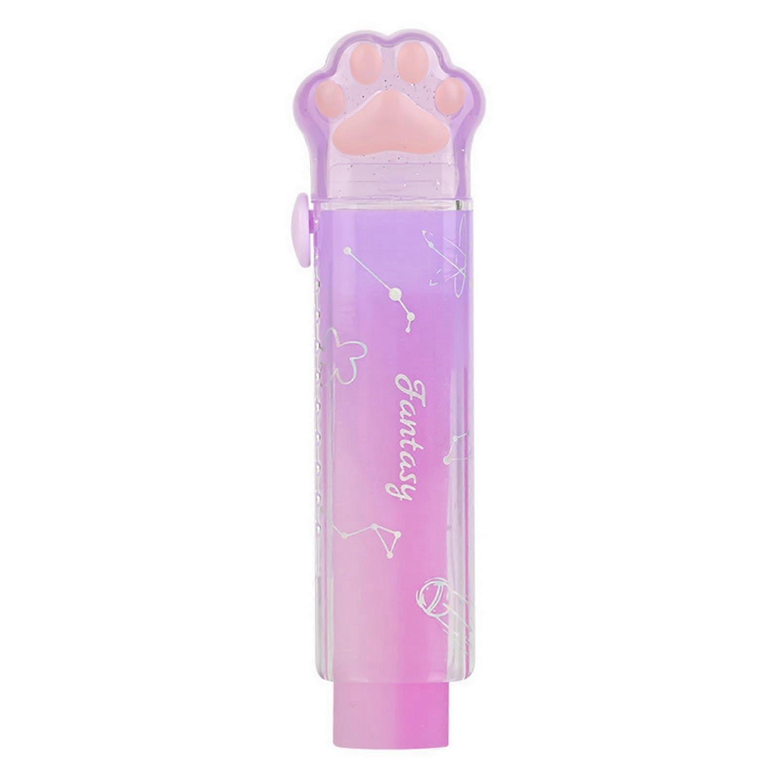 Retractable Pencil Eraser Cartoon Cat Paw Design Push-Pull Refillable for Students School Office Supplies Purple