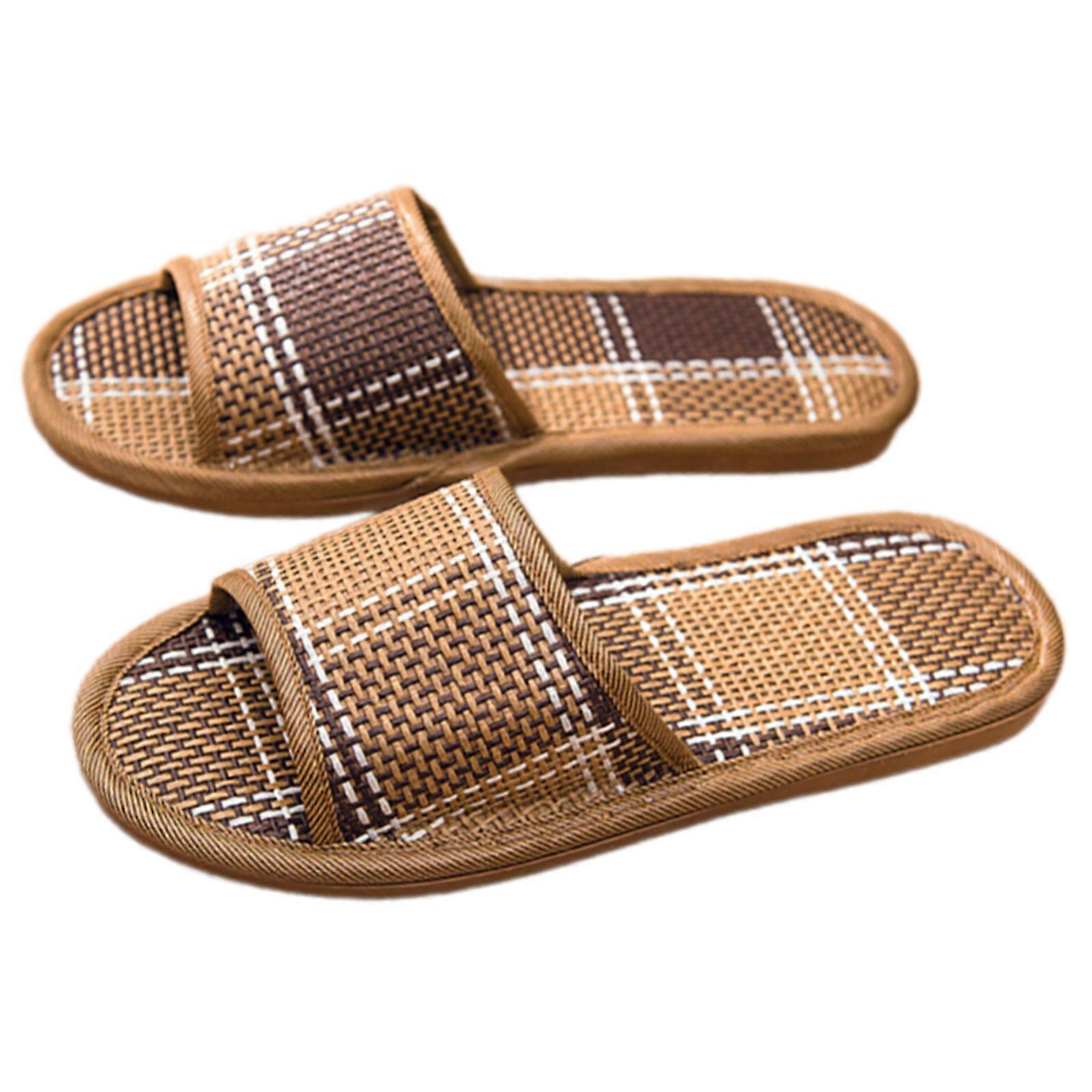 Lightweight Rattan House Sandals For Summer Unisex Design Breathable Upper And Flexible Arch Support Slippers Shoes Square Cao D