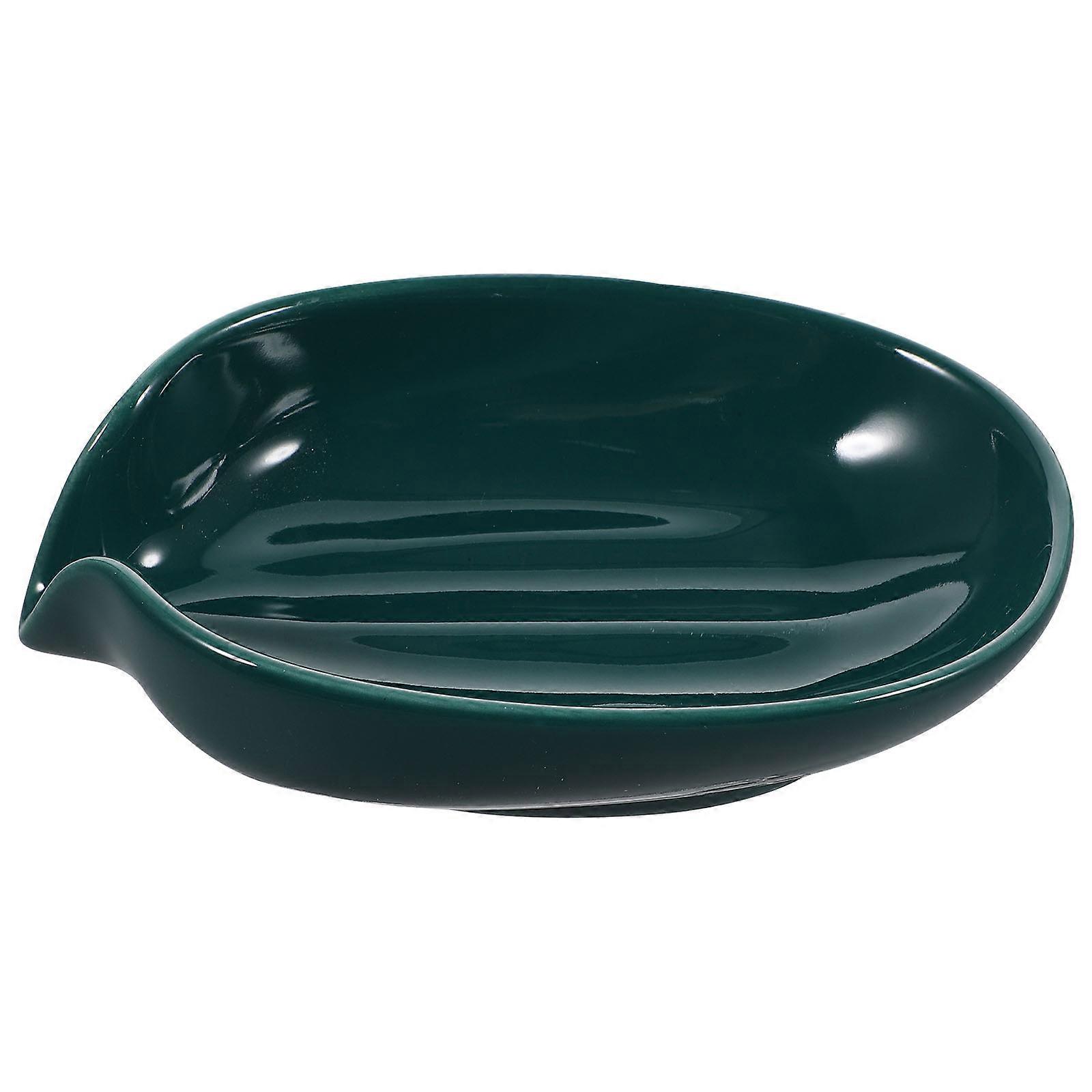 Draining Design Soap Tray Soap Dish Bathroom Accessories Dark Green 13.7X8.7cm 1Set