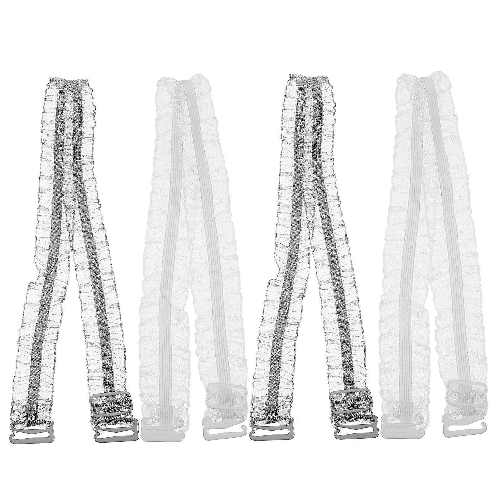 Adjustable Elastic Lace Shoulder Straps with Trim   Comfortable Replacement for Women (White, Gray)