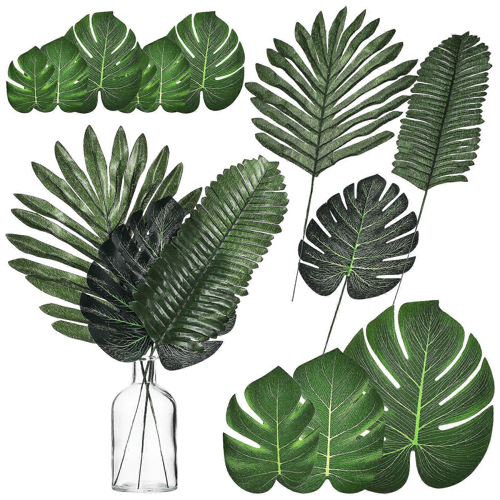 30 Pcs Faux Monstera Leaves Set – Large, Medium & Small – Lightweight & Reusable DIY Tropical Decor for Party, Wedding, Photography, Beach & Home Use