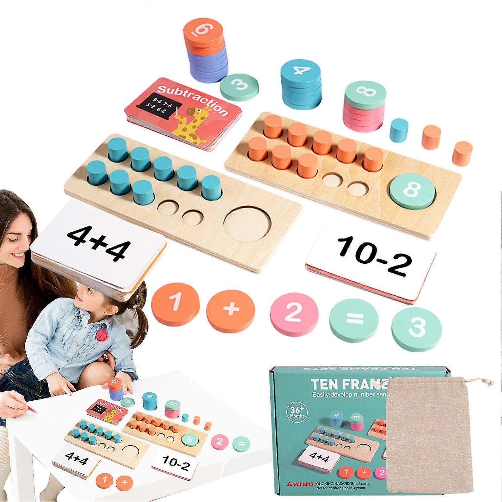 Mathematics Counting Frame - Wooden Number Grid Educational Playboard for Building Basic Calculation Skills