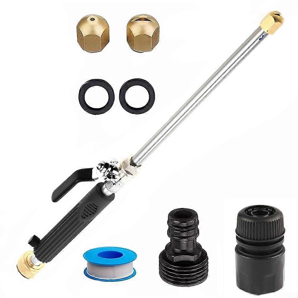 8-Piece High-Pressure Garden Hose Nozzle Set with 2 Nozzles, 1 Sprinkler, 1 Black Joint, 1 Hose Tape, 1 Quick Connector, 2 Washers