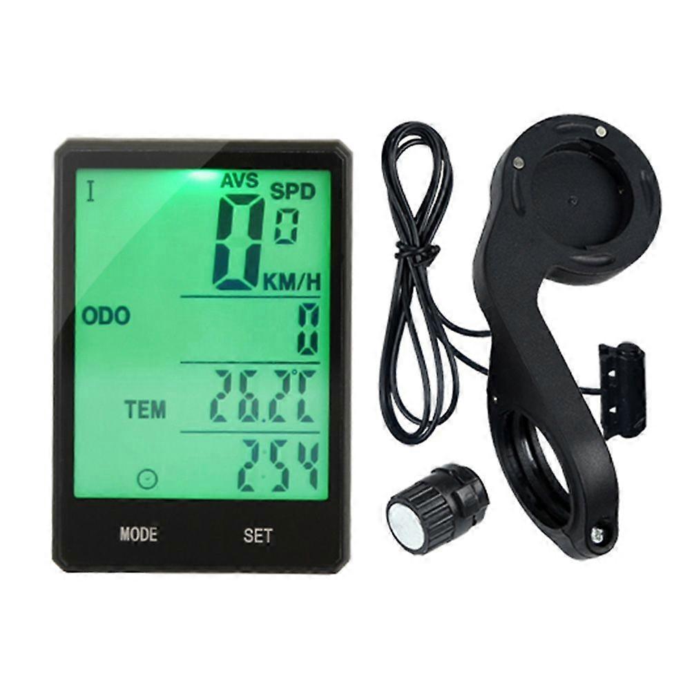 Tachometer Back Light Single Bike Wired Speedometer English Display With Extended Seat(Green Light)