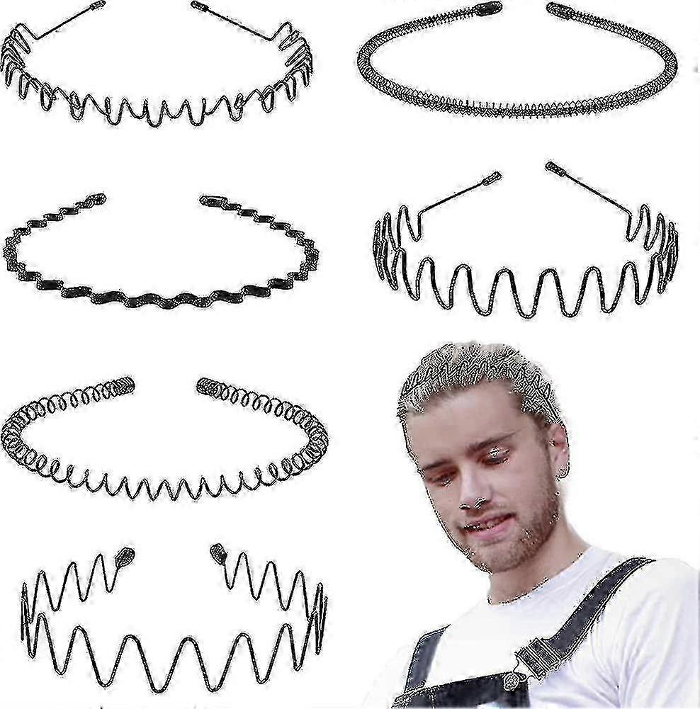 6-Pack Non-Slip Headbands for Men - Athletic Sweatbands for Running and Gym Workouts