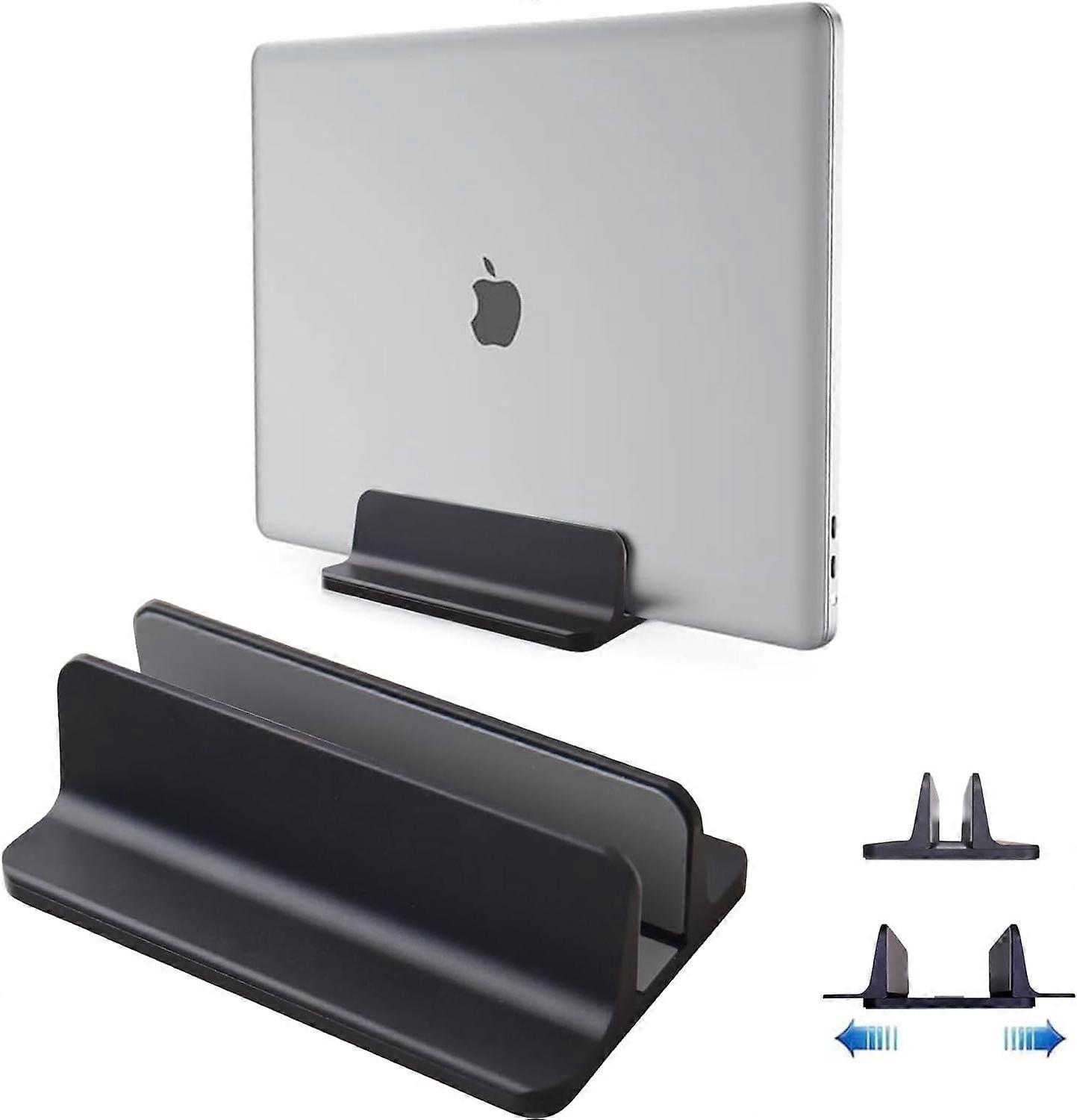 Vertical Laptop Stand with Adjustable Dock, Space-Saving Holder for Most 17.3" Notebooks, Stable & Secure Design, Black