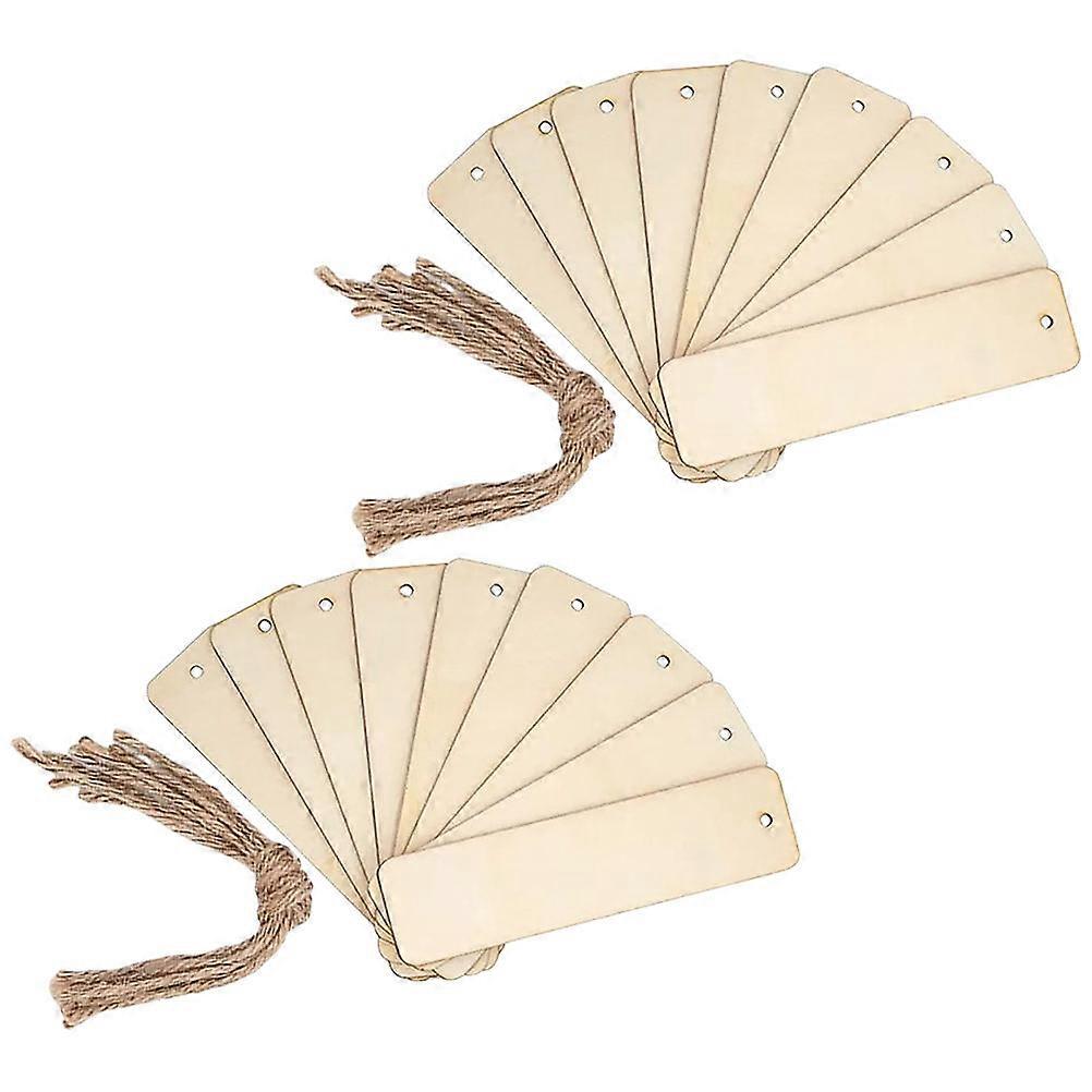 Marque-pages vierges en bois kaki pour l’artisanat de bricolage avec corde et trou Design 20 pcs Forme rectangulaire