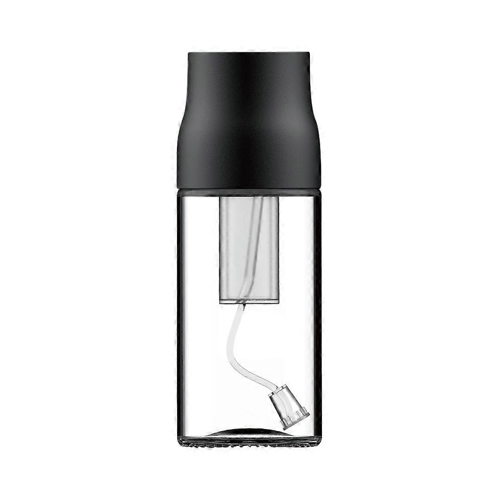 Sprayable Pourable Oil Bottle Glass Spraying Bottle for Cooking Soy Sauce Even Distribution Black Color 1Set