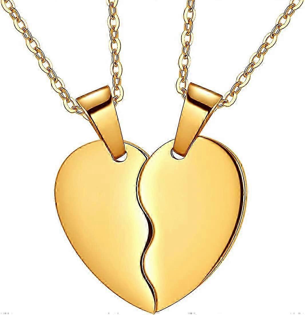 قلادة القلب المكسور النساء الرجال 316L الفولاذ المقاوم للصدأ أفضل صديق BFF قلادة Foever 18 قيراط ذهب / ذهب وردي مطلي اثنين من قلوب نصف المعلقات عاشق الأزواج J