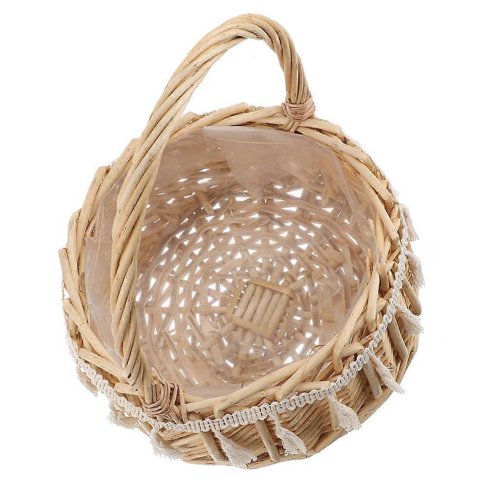 Boho Flower Girl Basket Woven Wicker Storage Home Use Round Shape 1Set