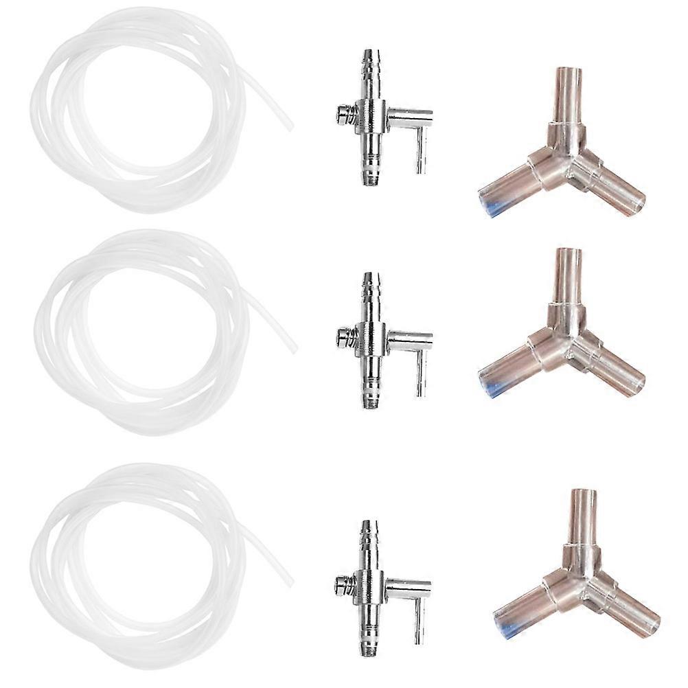 Stainless Steel Oxygen Pump Accessories Kit for Fish Tank – 9pcs Including Distributor Heads and Hoses for Aquarium Oxygen Control