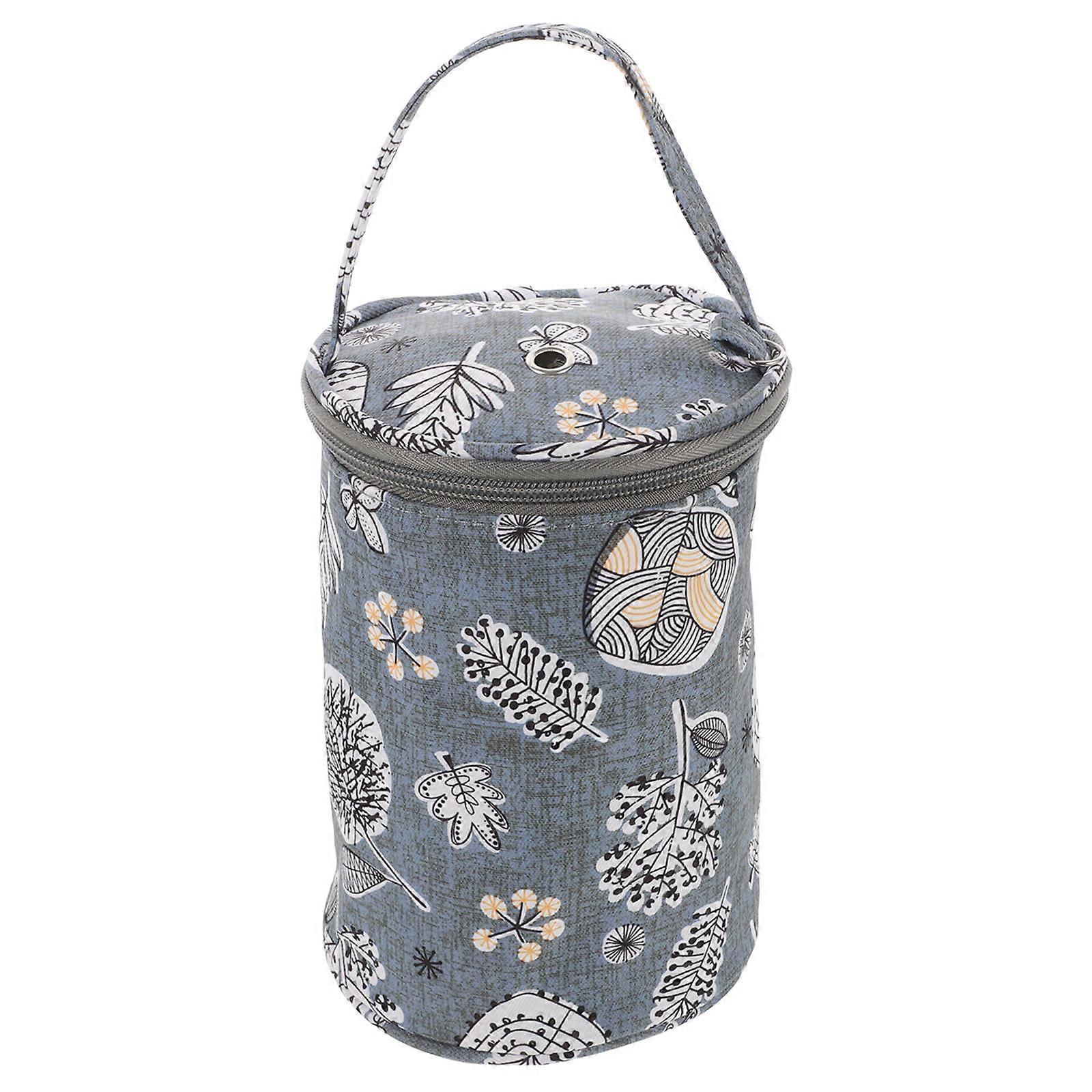 Portable Sewing Storage Bag Yarn Organizer Cylindrical Shape Practical Design For Everyday Use 1Pcs