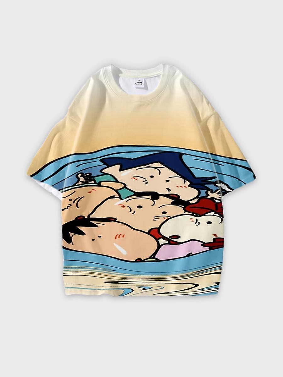 T-shirt round neck Cartoon Pattern loose short sleeve B849