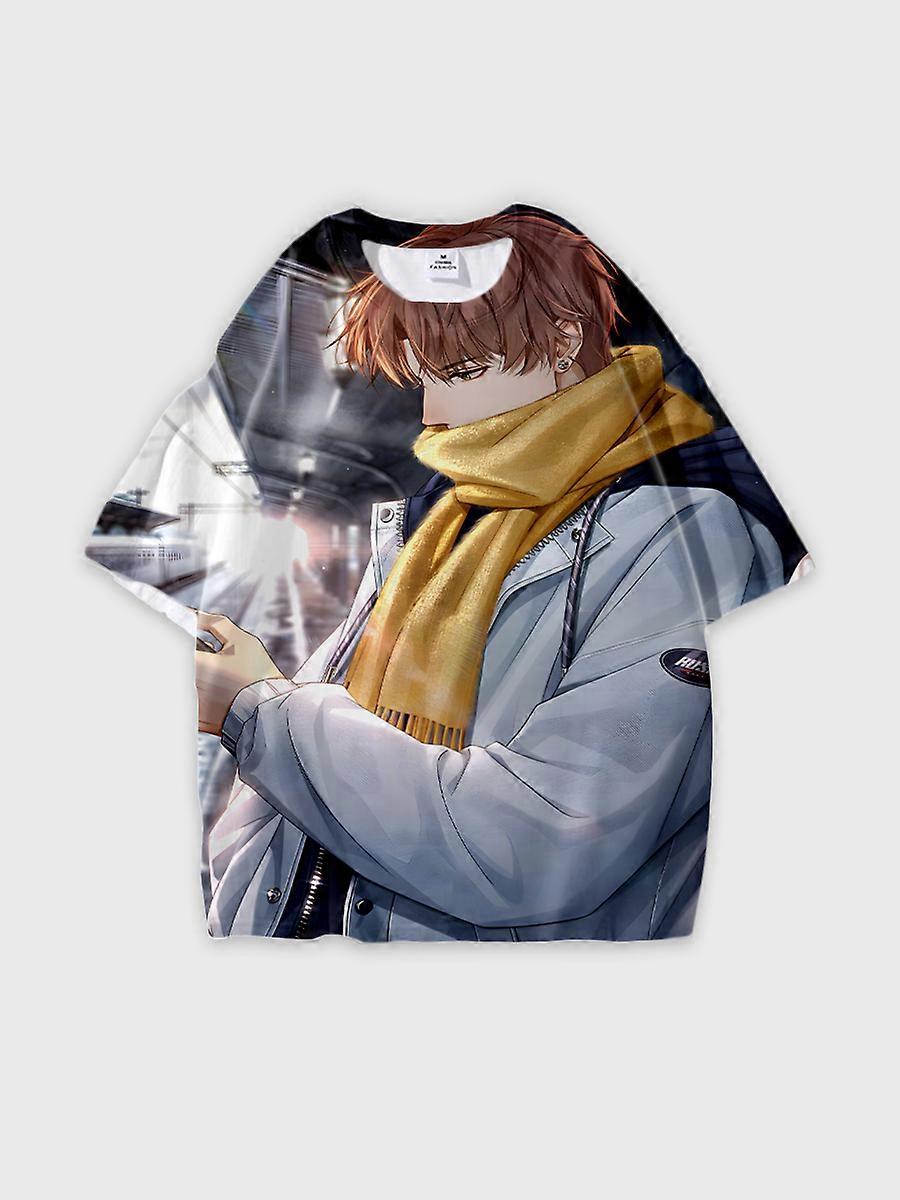 T-shirt round neck Role Pattern loose short sleeve E2104