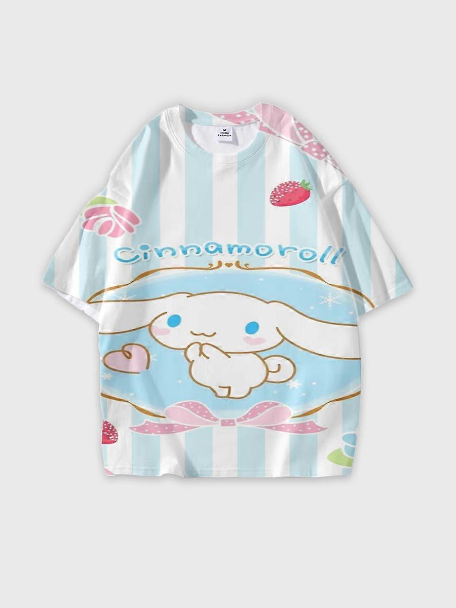 T-shirt round neck Cartoon Pattern loose short sleeve E2429