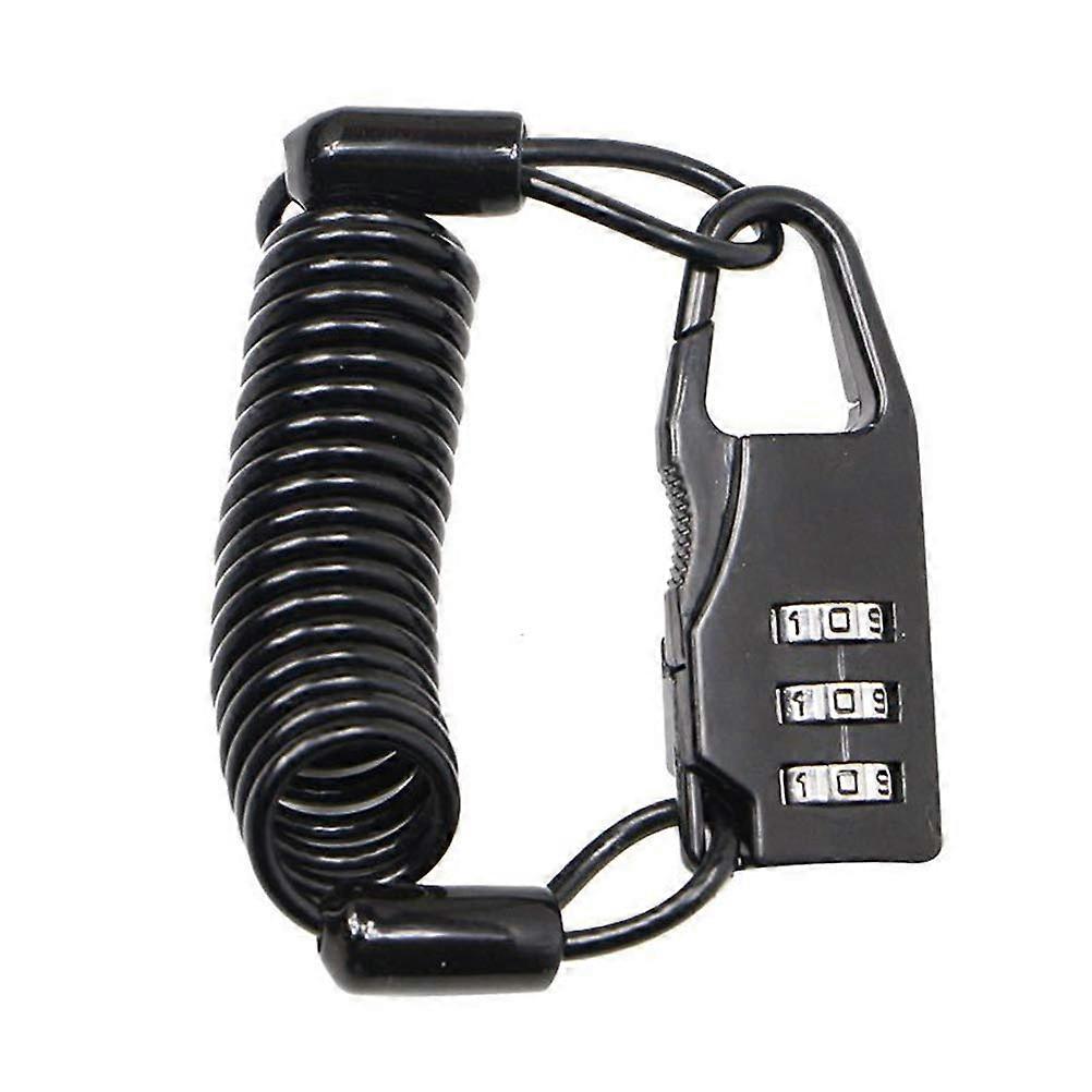 3 Digit Combination Lock for Bicycle, 1 Metre Portable Anti-Theft Spring Cable Lock, Black Silver for Luggage and Helmet