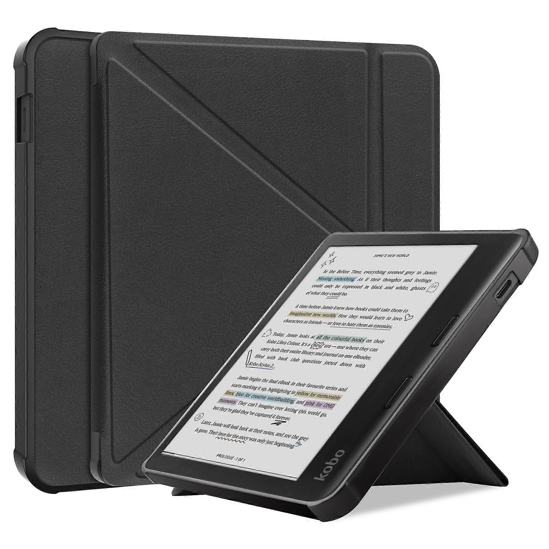 Custodia per eReader Kobo Libra a colori Custodia in pelle PU con Auto Wake Sleep Nero