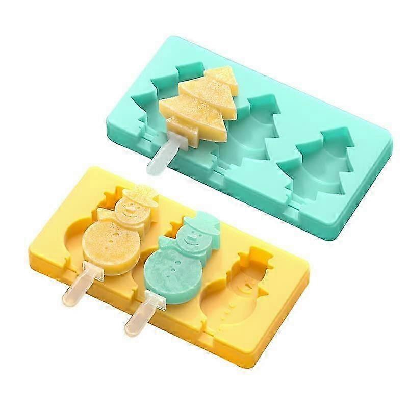 Festive Silicone Moulds - Snowman & Pine Tree Popsicle Makers 2-Pack