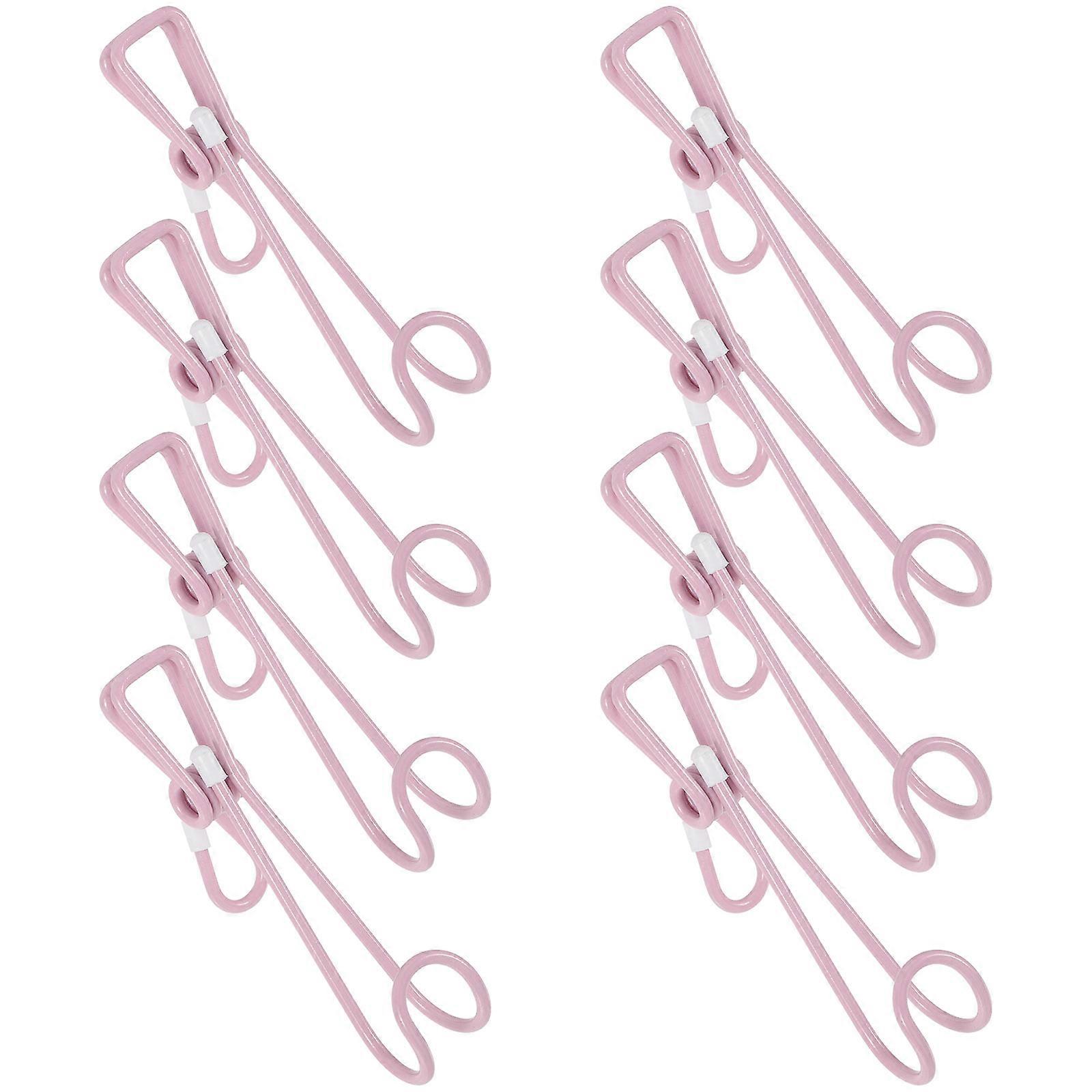 Pink Stainless Steel Clip Hooks for Home Use 10pcs Long Tail Clips with Hooks for Kitchen and