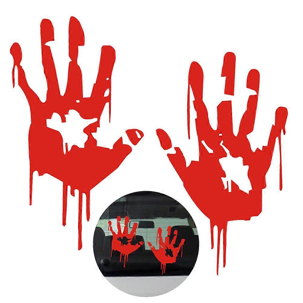 2pcs Reflective Car Stickers Handprint Creative Decals Waterproof Auto Decoration Car styling (Red)