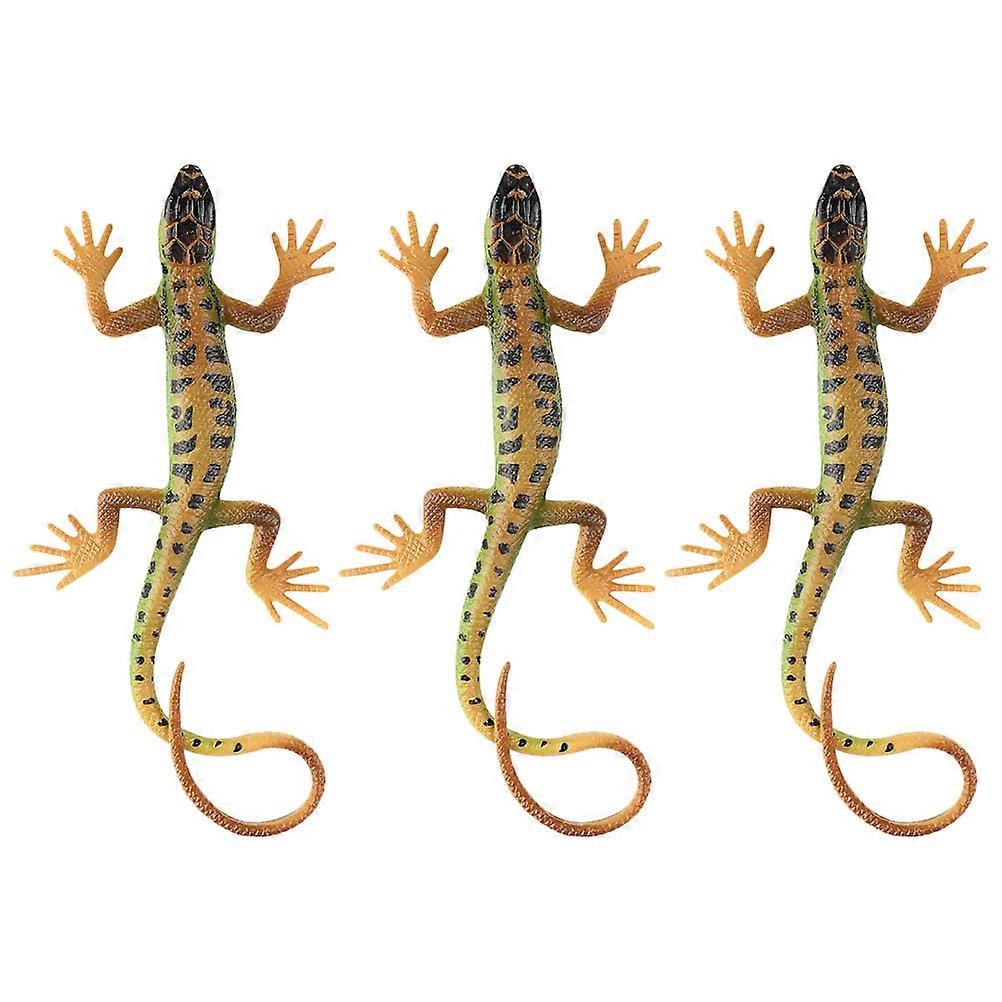 3pcs Mini Lizard Figurines Realistic Reptile Models for Garden Prank Props Smooth Surface Animal Ornaments Safe Desktop Display