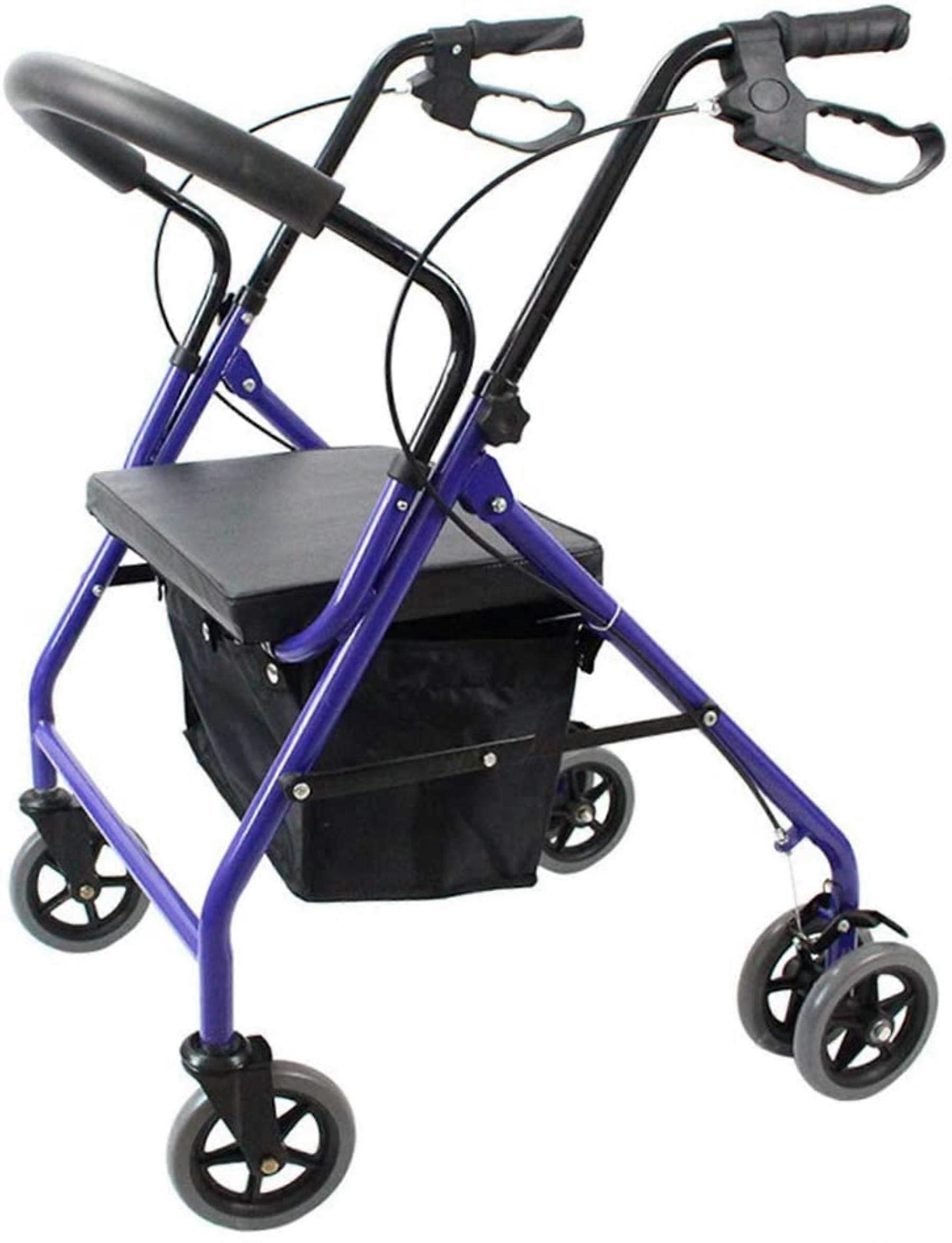 Rollator Walker, foldable walking aid with padded seat, locking brakes, ergonomic handles, lightweight, heightadjustable, for seniors