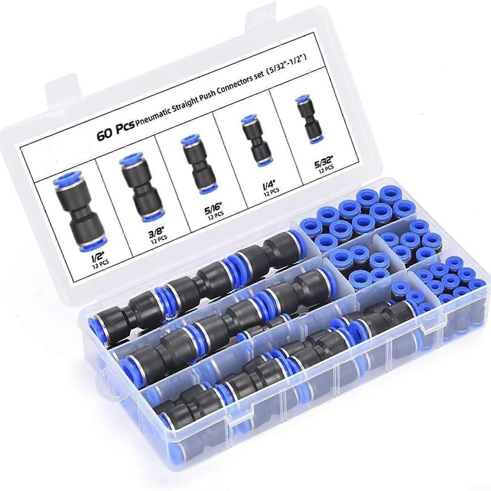 Pneumatic Quick-Connect Fitting Set 60-Piece Assorted For Efficient Air Hose Management
