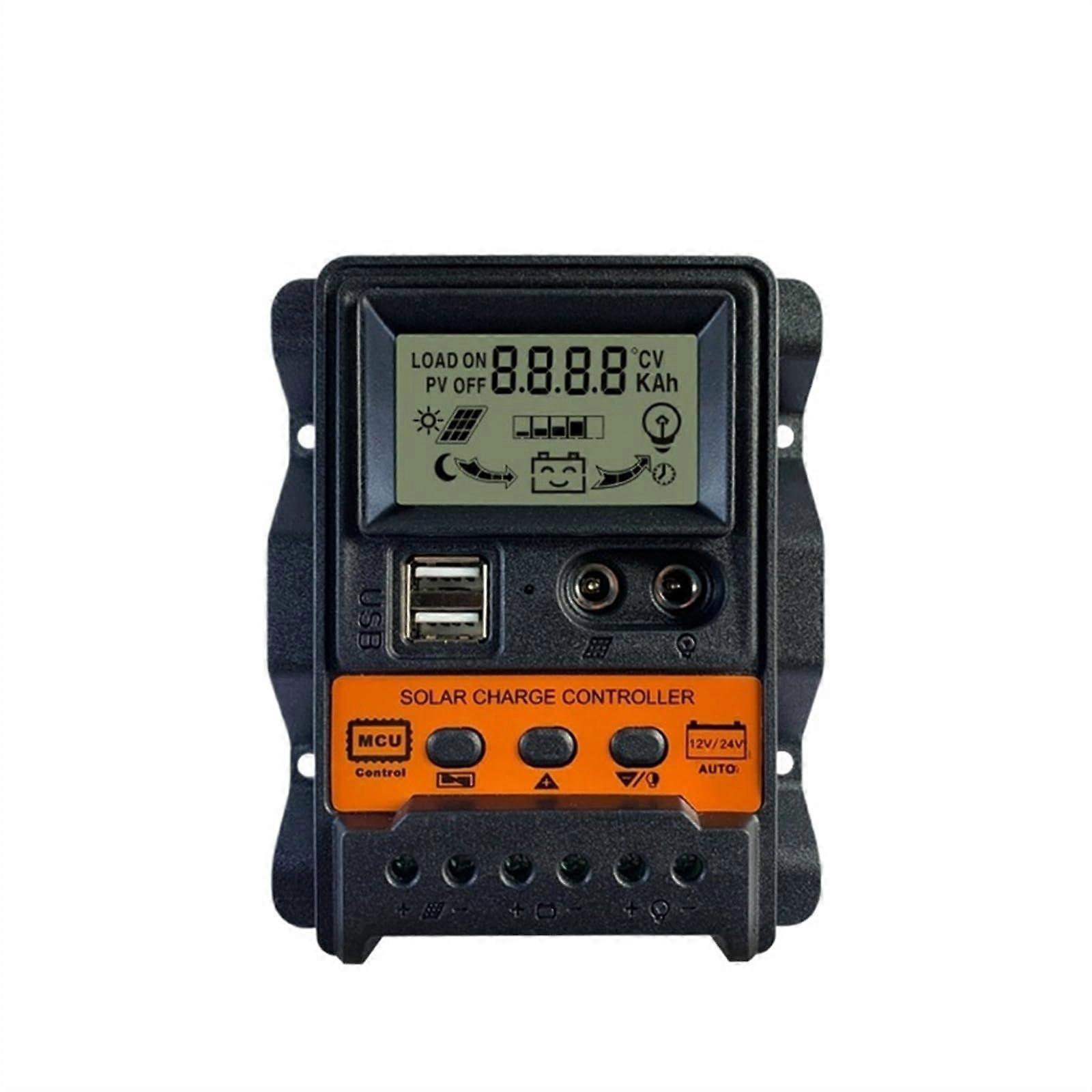 Solar Charge Controller, Solar Regulator 12V 24V 10A 20A 30A 40A 50A 60A Solar Panel Battery Regulator Controller Dual USB LCD (20A)