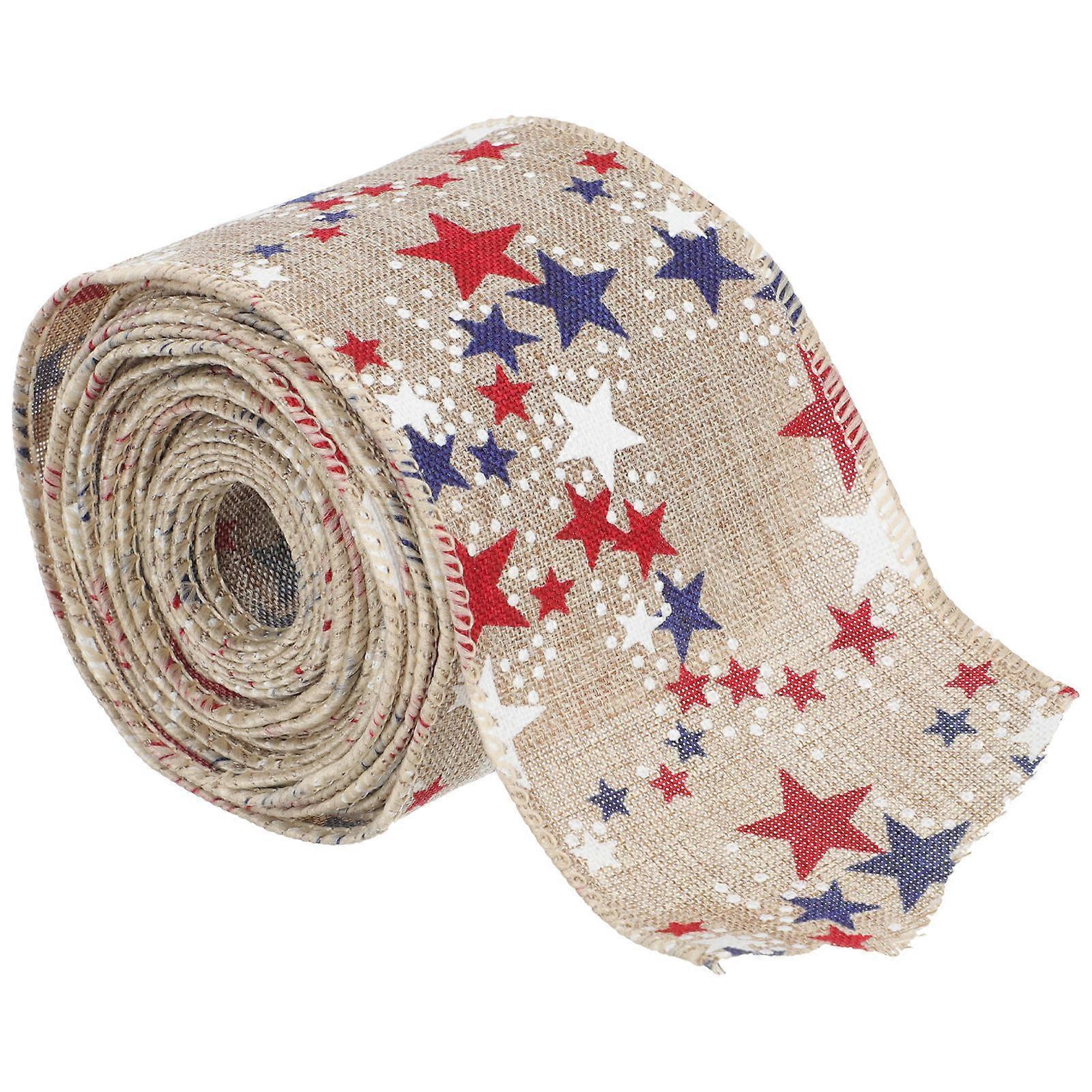 Patriotic Ribbon for DIY Decoration and Gift Wrapping Multi Color Cloth Lightweight Compact 2 Rolls