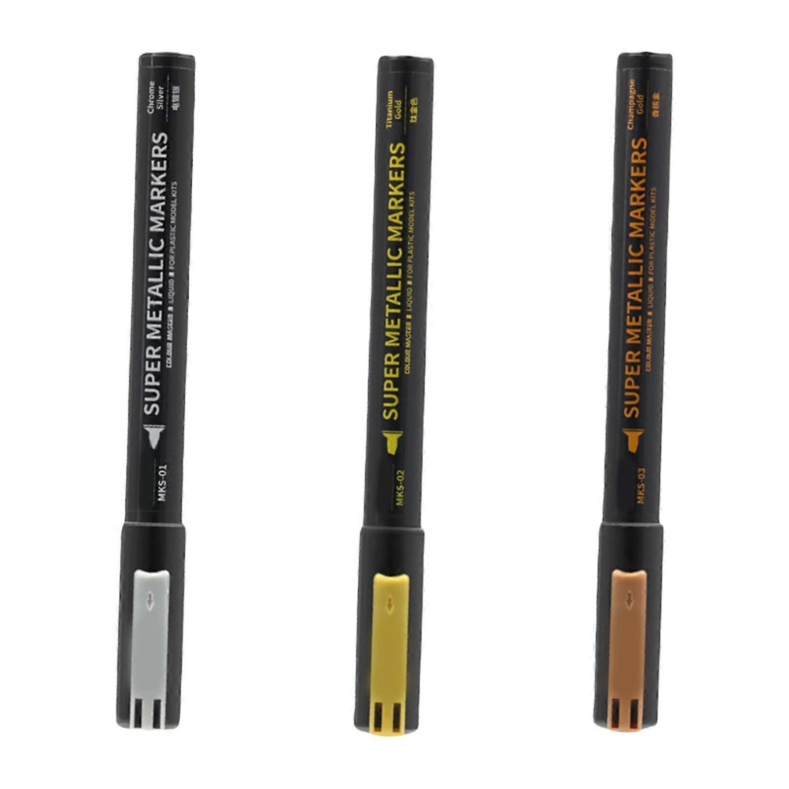 Bright color, metallic marker, brush pen for durable model surfaces, scratch  tool set 3