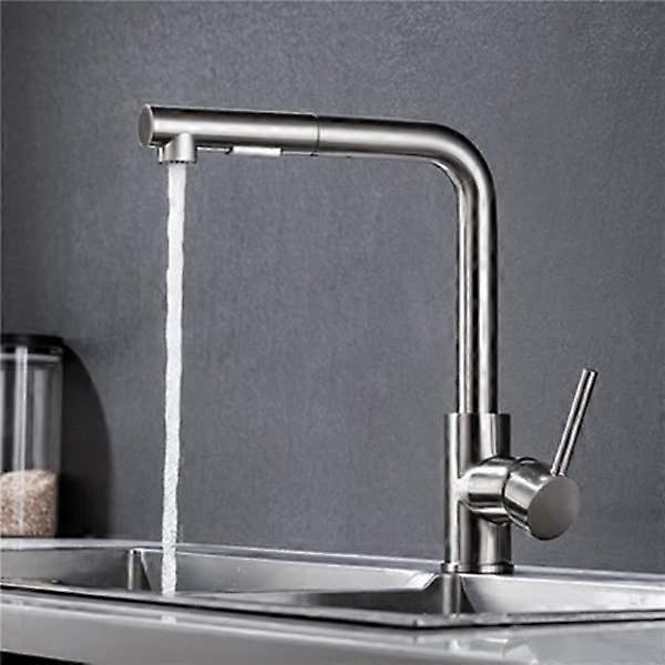 LYSDJEH with sprayer, 360° rotating swivel faucet, 2 types of outlet modes, single hole hot and cold water. Chrome A.