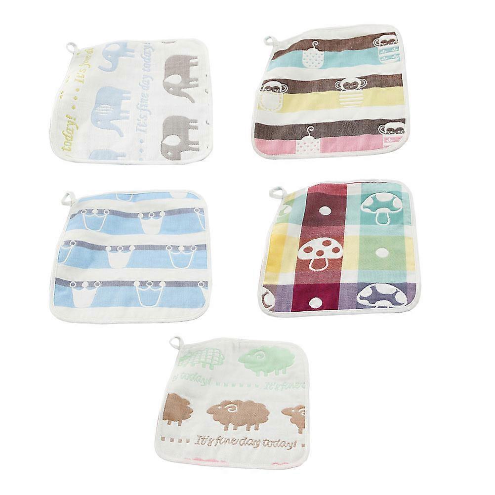 Baby Face Towel 5Pcs Pure Cotton Handkerchief Assorted Color For Babies Nose Wiping Portable