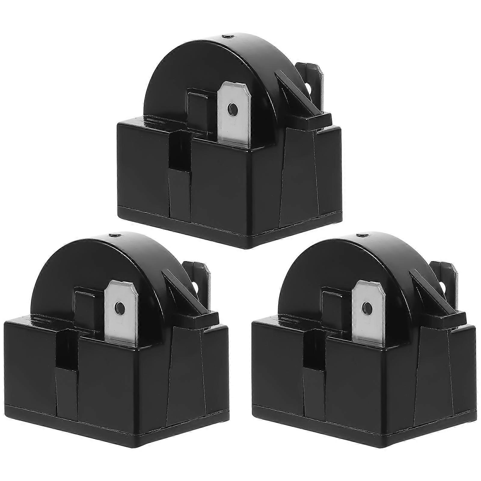 3Pcs Refrigerator Starter Relay Compressor Overload Protectors For Homeowners 2.9X2.8Cm Black Replacement